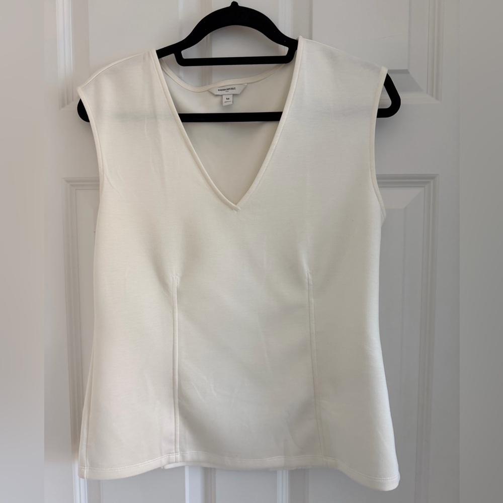 Banana Republic Factory Cap Sleeve Scuba Vee Neck Top